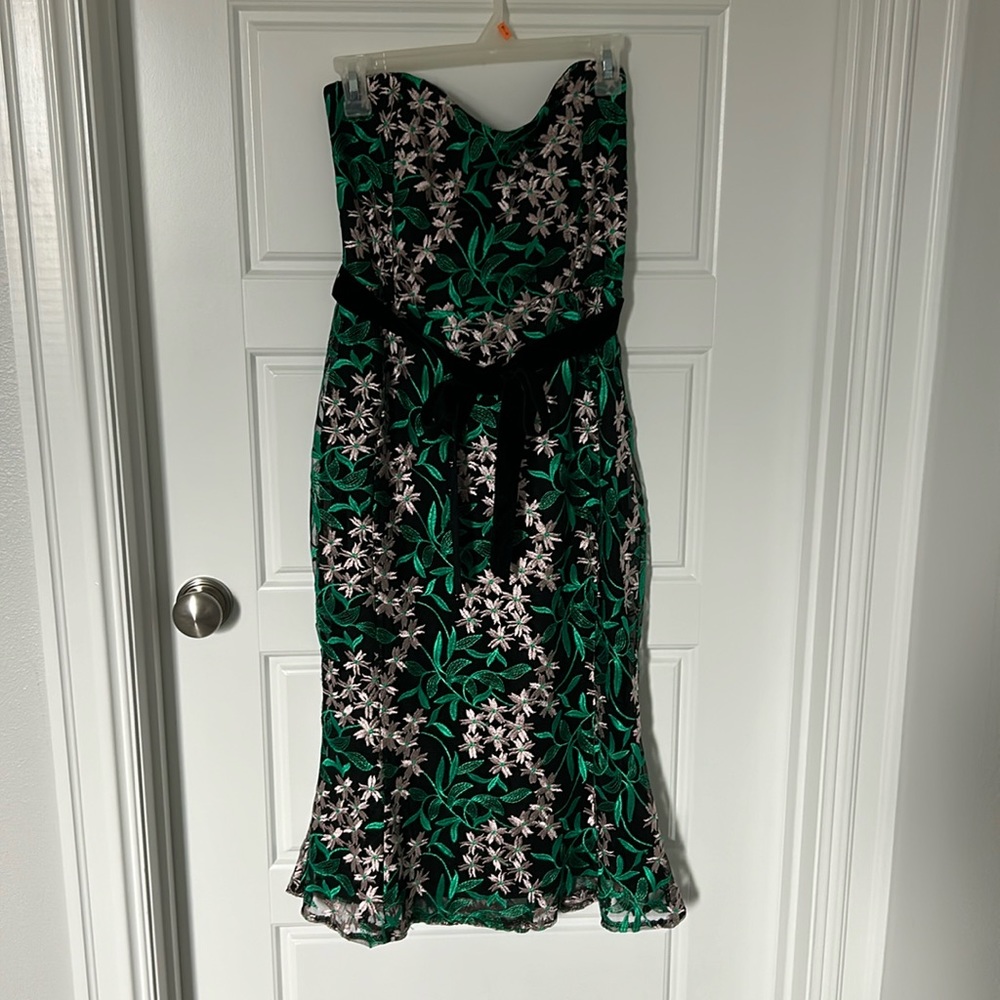 VICI Midnight Paradise Strapless Floral Green Dress - Medium